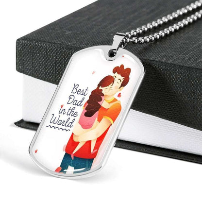 Dad Dog Tag, Custom Picture Father’S Day Gift Best Dad In The World Dog Tag Military Chain Necklace Gift For Daddy Dog Tag Father's Day Rakva
