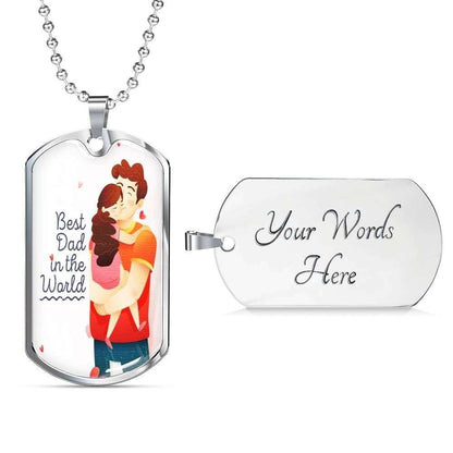 Dad Dog Tag, Custom Picture Father’S Day Gift Best Dad In The World Dog Tag Military Chain Necklace Gift For Daddy Dog Tag Father's Day Rakva