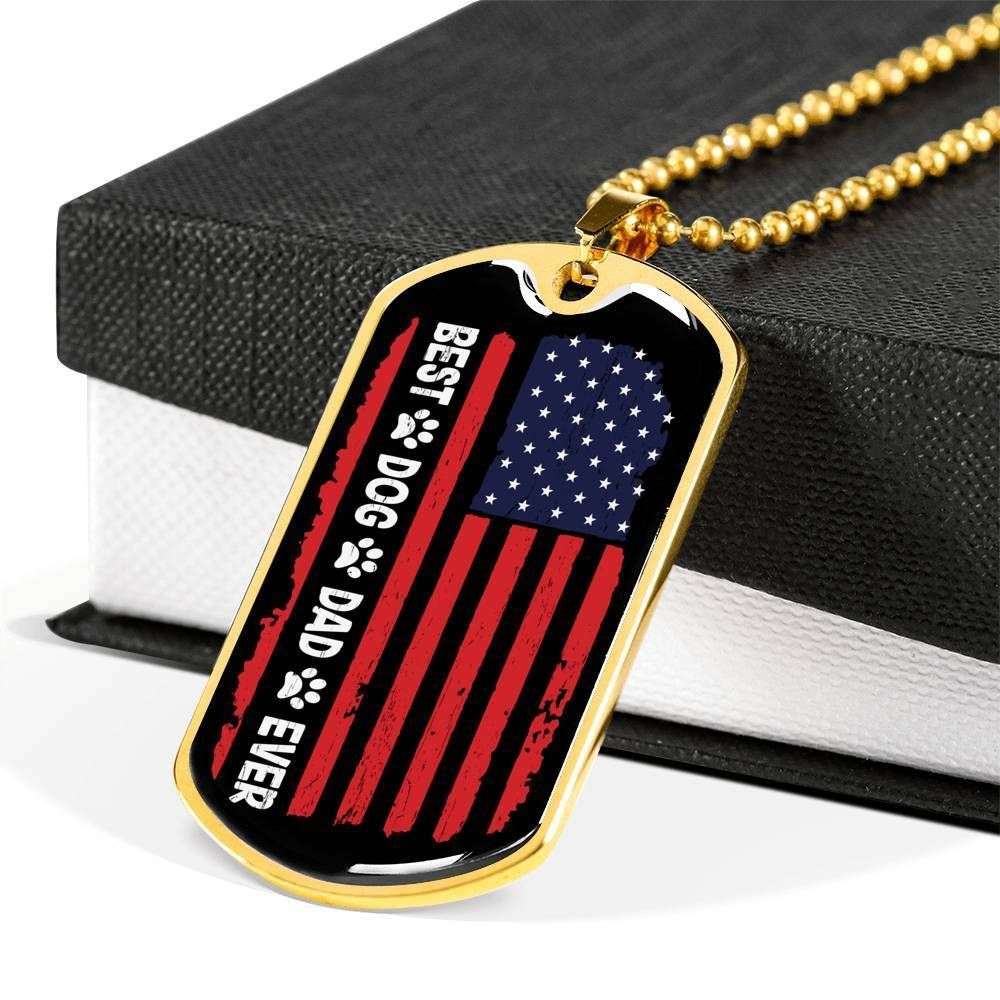 Dad Dog Tag, Custom Picture Father’S Day Gift Best Dog Dad Ever Dog Tag Military Chain Necklace For Dad Dog Tag-1 Father's Day Rakva