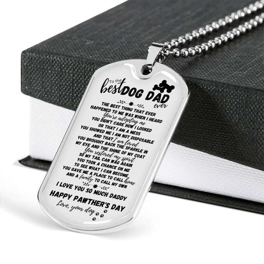 Dad Dog Tag, Custom Picture Father’S Day Gift Best Rescued Dog Dad Dog Tag Military Chain Necklace Gift For Dad Dog Tag Father's Day Rakva