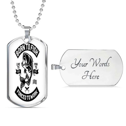 Dad Dog Tag, Custom Picture Father’S Day Gift Born To Fish Dog Tag Military Chain Necklace Dog Tag Father's Day Rakva