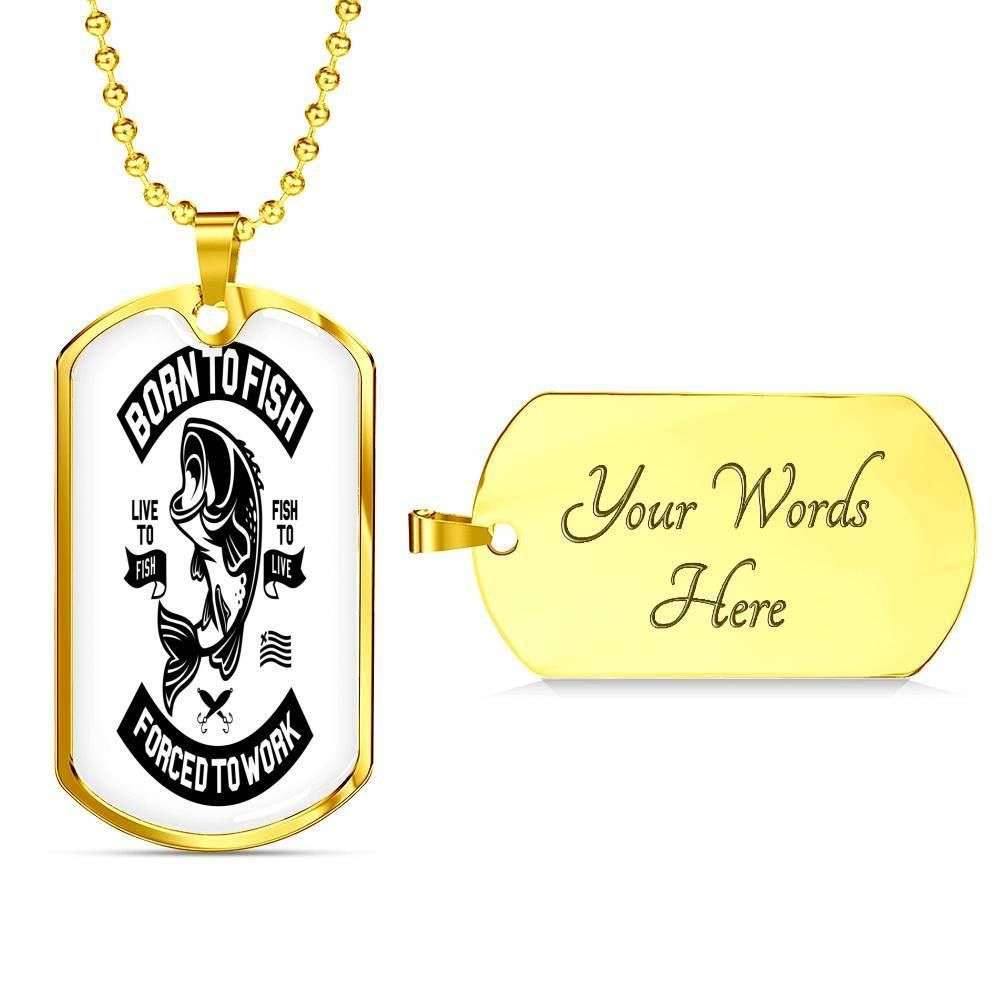 Dad Dog Tag, Custom Picture Father’S Day Gift Born To Fish Dog Tag Military Chain Necklace Dog Tag Father's Day Rakva