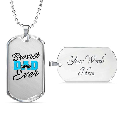 Dad Dog Tag, Custom Picture Father’S Day Gift Bravest Dad Ever Dog Tag Military Chain Necklace Gift For Dad Dog Tag Father's Day Rakva