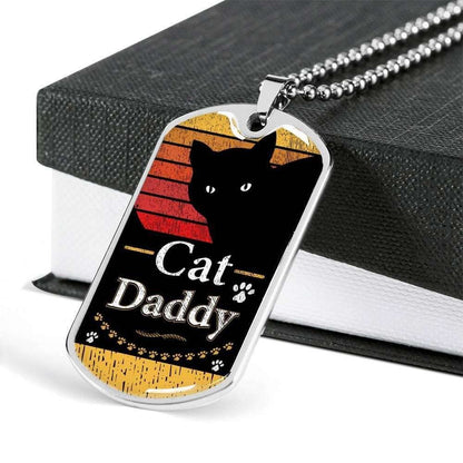 Dad Dog Tag, Custom Picture Father’S Day Gift Cat Daddy Dog Tag Military Chain Necklace Dog Tag Father's Day Rakva