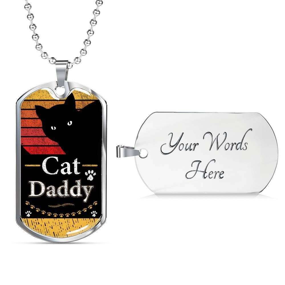 Dad Dog Tag, Custom Picture Father’S Day Gift Cat Daddy Dog Tag Military Chain Necklace Dog Tag Father's Day Rakva