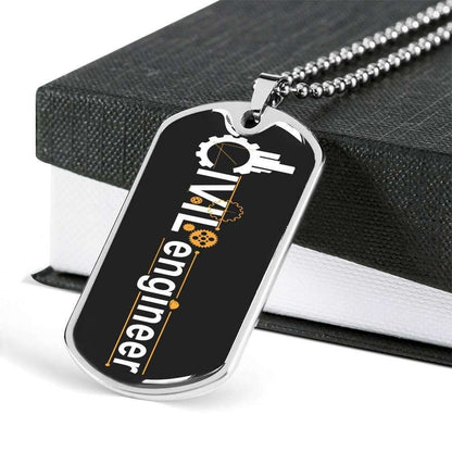 Dad Dog Tag, Custom Picture Father’S Day Gift Civil Engineer Dog Tag Military Chain Necklace Gift For Men Dog Tag Father's Day Rakva