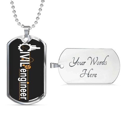 Dad Dog Tag, Custom Picture Father’S Day Gift Civil Engineer Dog Tag Military Chain Necklace Gift For Men Dog Tag Father's Day Rakva