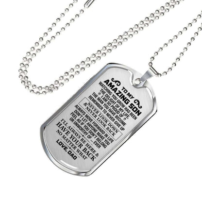 Dad Dog Tag, Custom Picture Father’S Day Gift Dad Gift For Son Dog Tag Military Chain Necklace I’M Always Here Dog Tag Father's Day Rakva