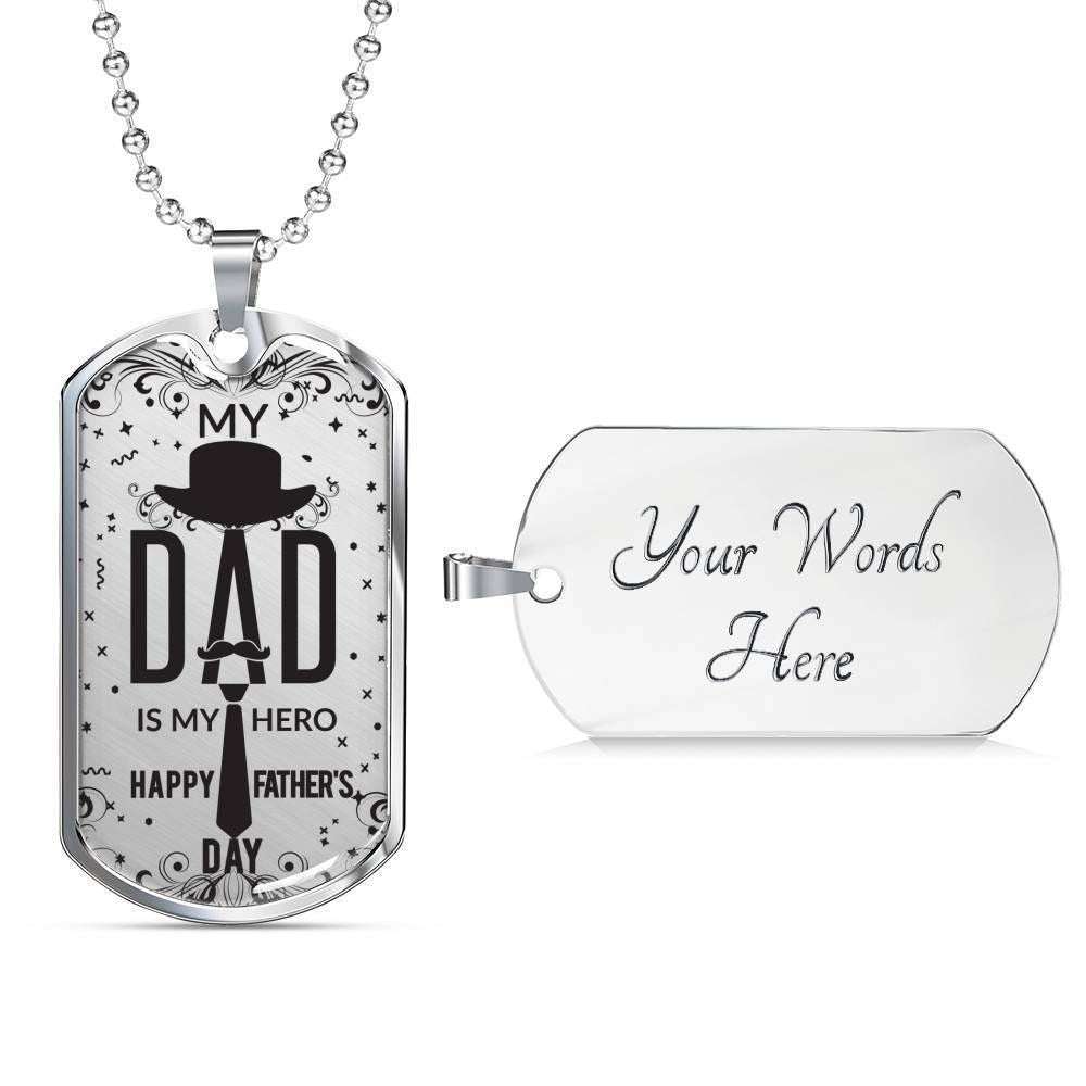 Dad Dog Tag Custom Picture Father’S Day Gift, Dad Is My Hero Dog Tag Military Chain Necklace For Dad Dog Tag Father's Day Rakva