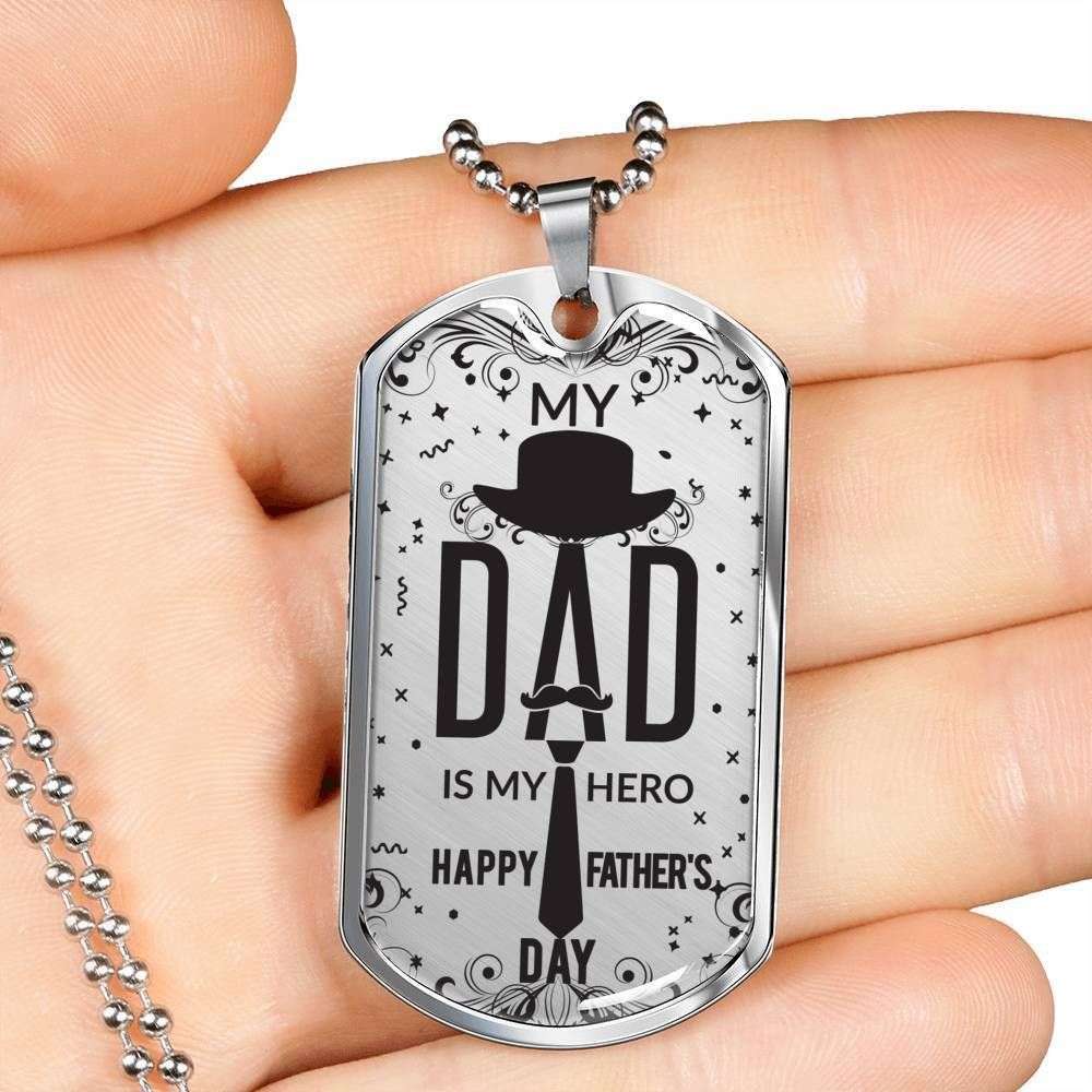 Dad Dog Tag, Custom Picture Father’S Day Gift Dad Is My Hero Dog Tag Military Chain Necklace Gift For Dad Dog Tag Father's Day Rakva