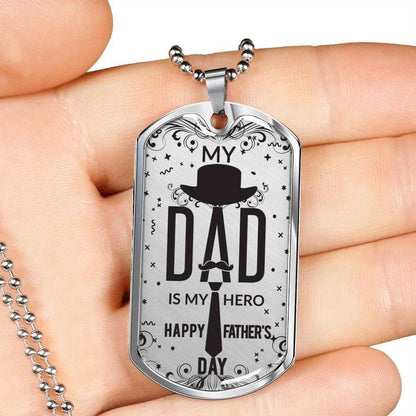 Dad Dog Tag, Custom Picture Father’S Day Gift Dad Is My Hero Dog Tag Military Chain Necklace Gift For Dad Dog Tag Father's Day Rakva