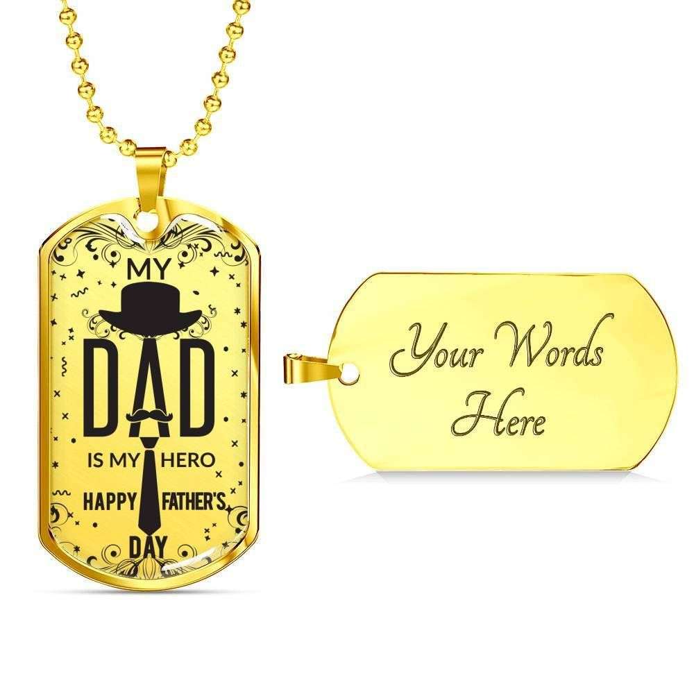 Dad Dog Tag, Custom Picture Father’S Day Gift Dad Is My Hero Dog Tag Military Chain Necklace Gift For Dad Dog Tag Father's Day Rakva