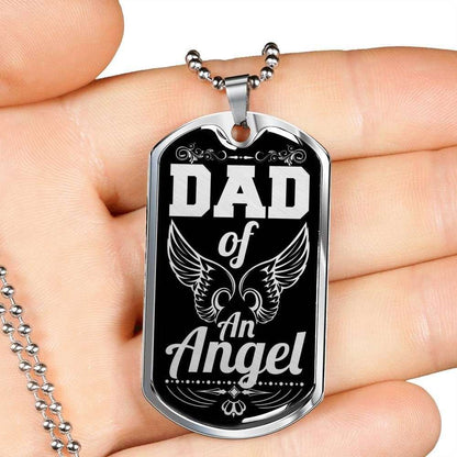 Dad Dog Tag, Custom Picture Father’S Day Gift Dad Of An Angel Dog Tag Military Chain Necklace Gift For Dad Dog Tag Father's Day Rakva
