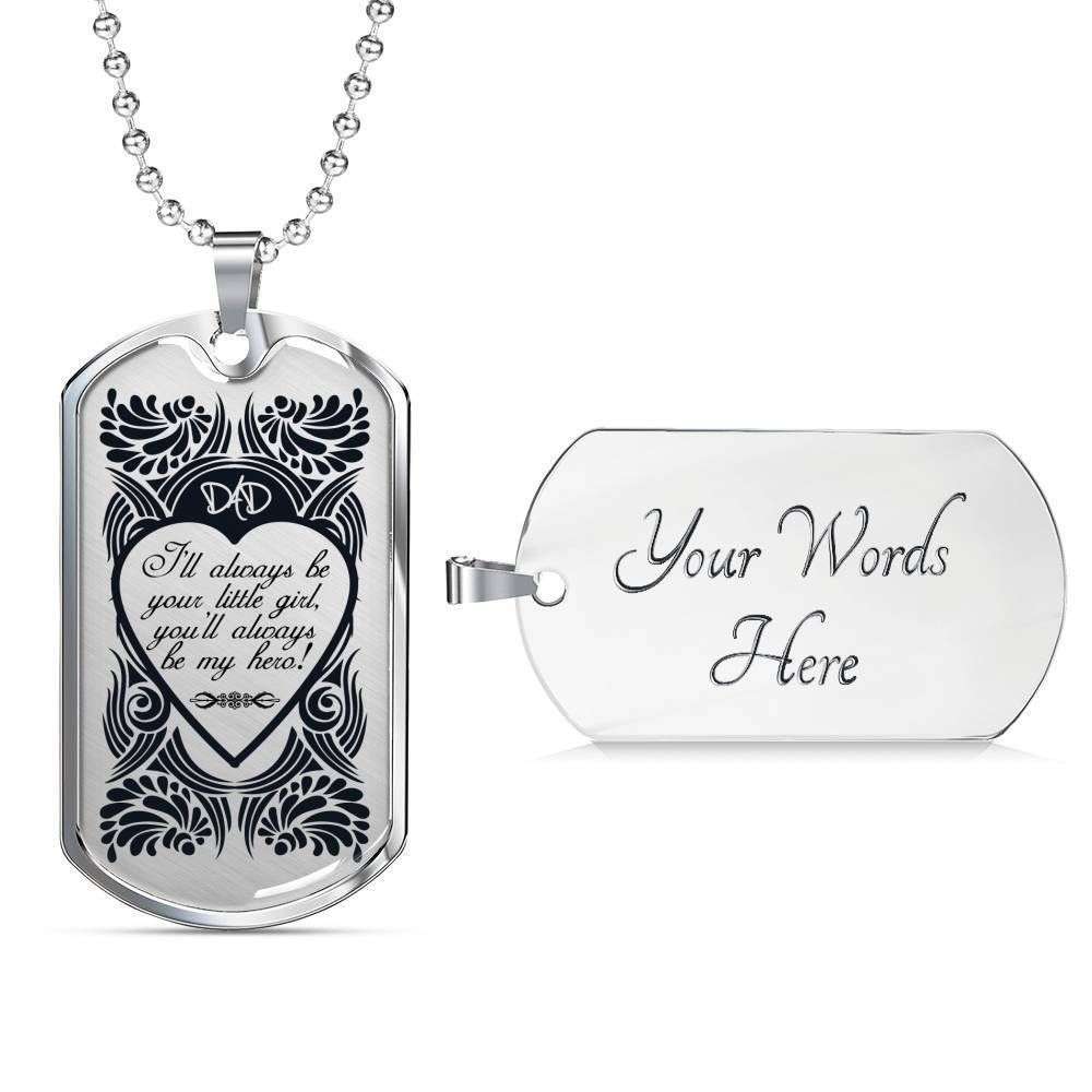 Dad Dog Tag, Custom Picture Father’S Day Gift Dad’S Always My Hero Dog Tag Military Chain Necklace Gift For Dad Dog Tag Father's Day Rakva