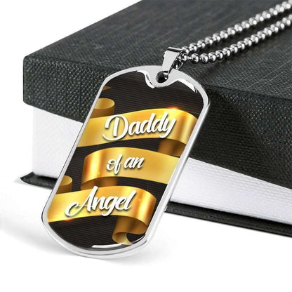 Dad Dog Tag, Custom Picture Father’S Day Gift Daddy Of An Angel Meaningful Gift For Dad Dog Tag Military Chain Necklace Dog Tag Father's Day Rakva