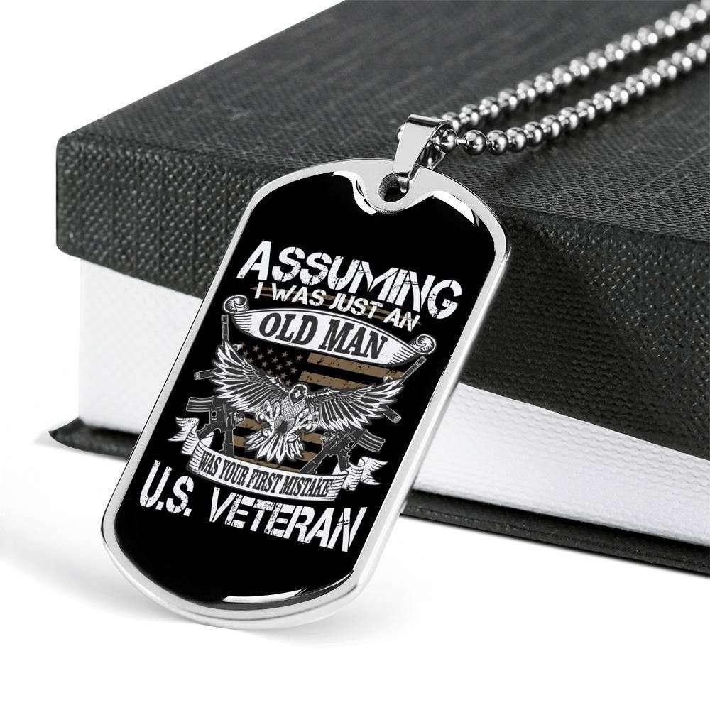 Dad Dog Tag, Custom Picture Father’S Day Gift Dog Tag Military Chain Necklace For Us Veteran Eagle Dog Tag Father's Day Rakva