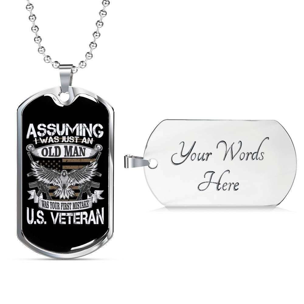 Dad Dog Tag, Custom Picture Father’S Day Gift Dog Tag Military Chain Necklace For Us Veteran Eagle Dog Tag Father's Day Rakva