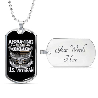 Dad Dog Tag, Custom Picture Father’S Day Gift Dog Tag Military Chain Necklace For Us Veteran Eagle Dog Tag Father's Day Rakva