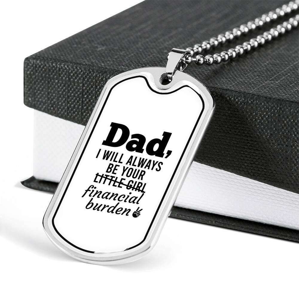 Dad Dog Tag Custom Picture Father’S Day Gift, Dog Tag Military Chain Necklace Gift For Dad I Will Always Be Your Little Girl Dog Tag Father's Day Rakva