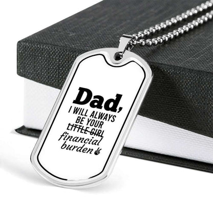 Dad Dog Tag Custom Picture Father’S Day Gift, Dog Tag Military Chain Necklace Gift For Dad I Will Always Be Your Little Girl Dog Tag Father's Day Rakva