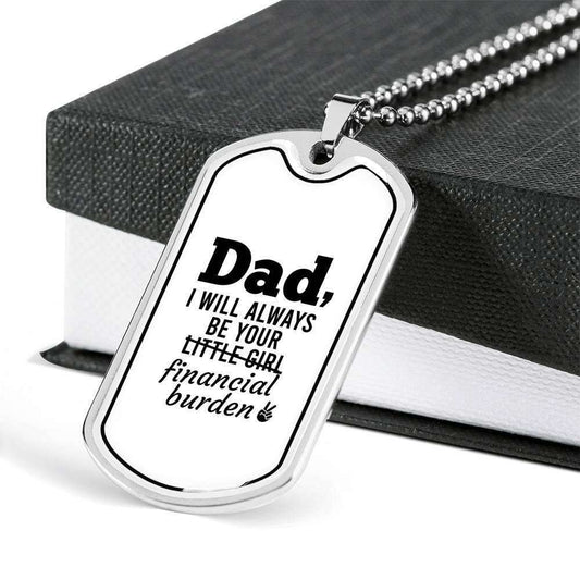 Dad Dog Tag Custom Picture Father’S Day Gift, Dog Tag Military Chain Necklace Gift For Dad I Will Always Be Your Little Girl Dog Tag Father's Day Rakva