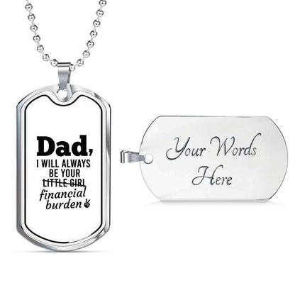 Dad Dog Tag Custom Picture Father’S Day Gift, Dog Tag Military Chain Necklace Gift For Dad I Will Always Be Your Little Girl Dog Tag Father's Day Rakva
