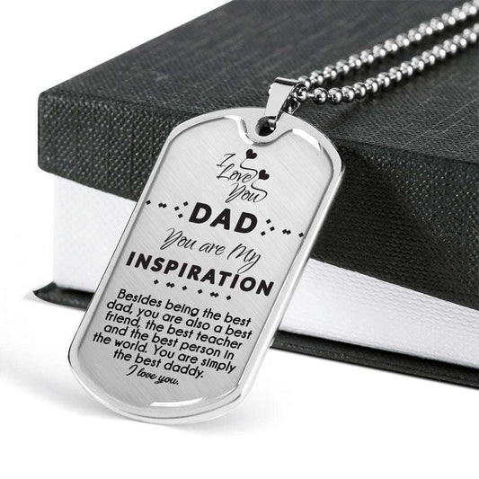 Dad Dog Tag Custom Picture Father’S Day Gift, Dog Tag Military Chain Necklace Gift For Dad You Are My Inspiration Dog Tag Father's Day Rakva