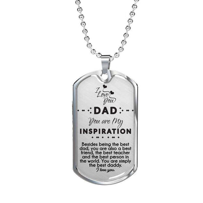 Dad Dog Tag Custom Picture Father’S Day Gift, Dog Tag Military Chain Necklace Gift For Dad You Are My Inspiration Dog Tag Father's Day Rakva