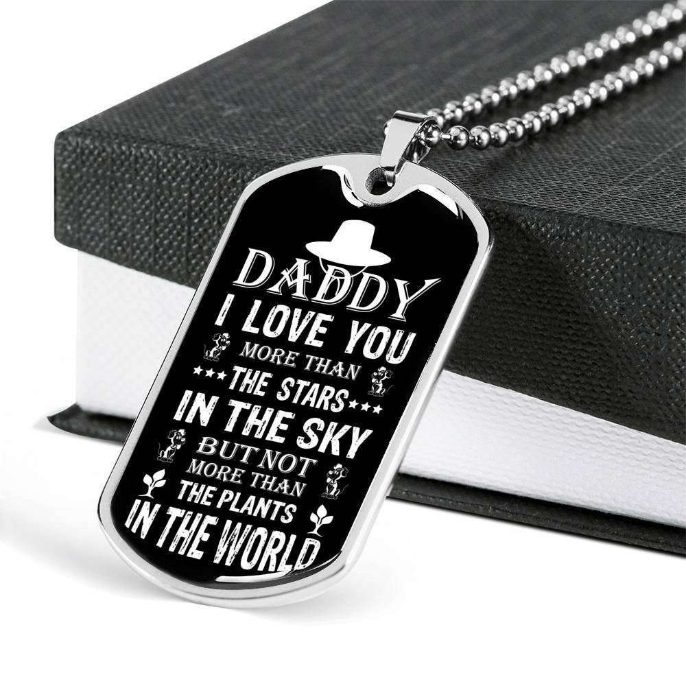 Dad Dog Tag Custom Picture Father’S Day Gift, Dog Tag Military Chain Necklace Gift For Daddy Love You More Than The Stars In The Sky Father's Day Rakva