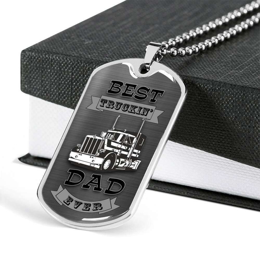 Dad Dog Tag, Custom Picture Father’S Day Gift Dog Tag Military Chain Necklace Giving Dad Best Trucker Dad Ever Dog Tag Father's Day Rakva