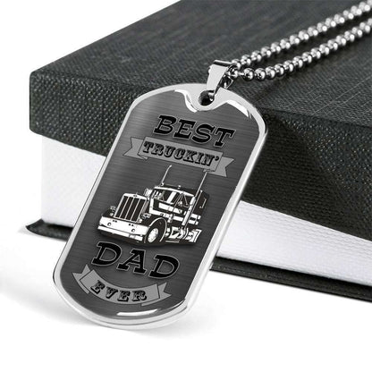 Dad Dog Tag, Custom Picture Father’S Day Gift Dog Tag Military Chain Necklace Giving Dad Best Trucker Dad Ever Dog Tag Father's Day Rakva