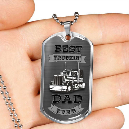 Dad Dog Tag, Custom Picture Father’S Day Gift Dog Tag Military Chain Necklace Giving Dad Best Trucker Dad Ever Dog Tag Father's Day Rakva