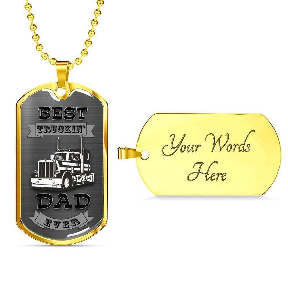 Dad Dog Tag, Custom Picture Father’S Day Gift Dog Tag Military Chain Necklace Giving Dad Best Trucker Dad Ever Dog Tag Father's Day Rakva