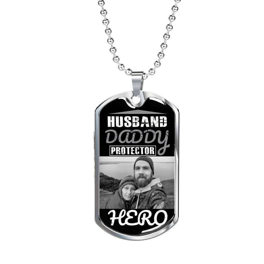 Dad Dog Tag, Custom Picture Father’S Day Gift Dog Tag Military Chain Necklace Husband Daddy Protector Hero Giving Father Dog Tag Father's Day Rakva