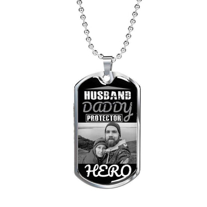 Dad Dog Tag, Custom Picture Father’S Day Gift Dog Tag Military Chain Necklace Husband Daddy Protector Hero Giving Father Dog Tag Father's Day Rakva