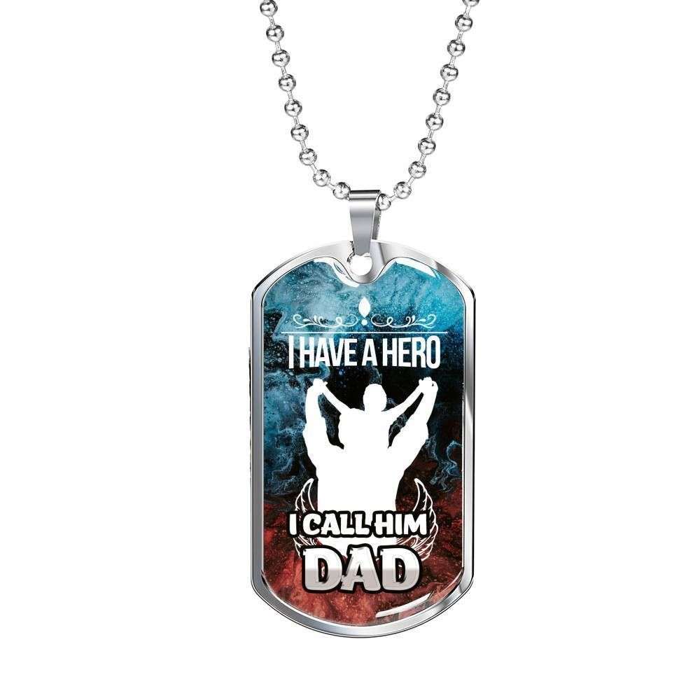 Dad Dog Tag, Custom Picture Father’S Day Gift Dog Tag Military Chain Necklace I Have A Hero I Call Him Dad Giving Father Dog Tag Father's Day Rakva