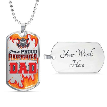 Dad Dog Tag, Custom Picture Father’S Day Gift Dog Tag Military Chain Necklace I’M Proud Firefighter Dad Gift For Dad Dog Tag Father's Day Rakva
