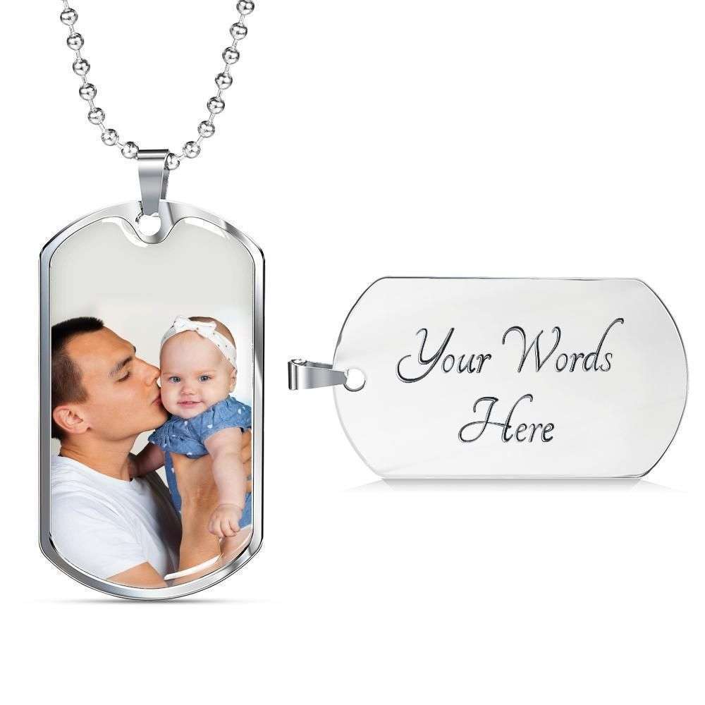 Dad Dog Tag Custom Picture Father’S Day Gift, Engraved Dog Tag Military Chain Necklace Photo Necklace Gift For Dad Dog Tag Father's Day Rakva