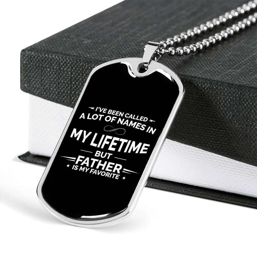 Dad Dog Tag Custom Picture Father’S Day Gift, Father Is My Favorite Dog Tag Military Chain Necklace For Dad Dog Tag Father's Day Rakva