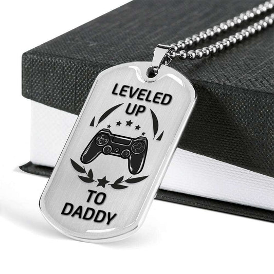 Dad Dog Tag, Custom Picture Father’S Day Gift Father’S Day Giving Dad Leveled Up To Daddy Dog Tag Military Chain Necklace Dog Tag Father's Day Rakva
