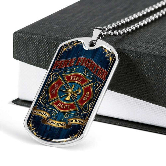 Dad Dog Tag, Custom Picture Father’S Day Gift Fire Fighter Dog Tag Military Chain Necklace For Firefighter Dog Tag Father's Day Rakva