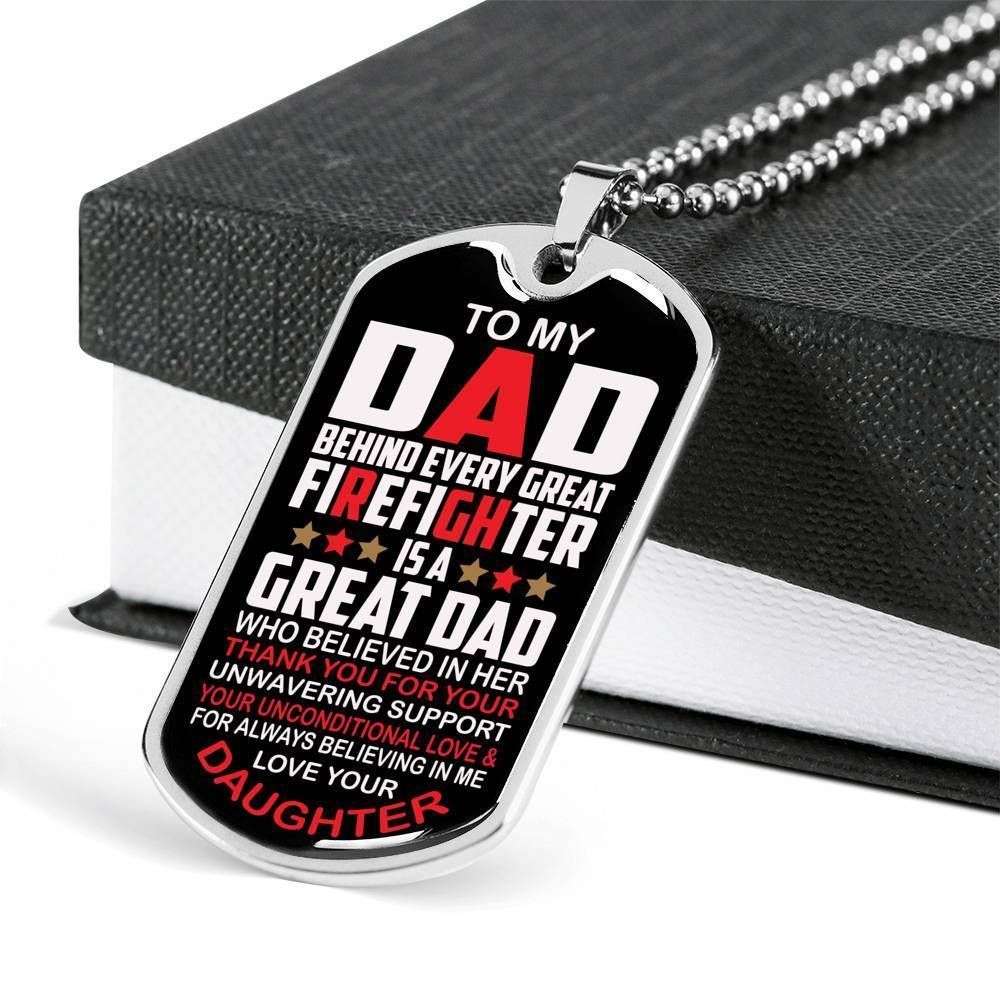 Dad Dog Tag Custom Picture Father’S Day Gift, Firefighter Dog Tag Military Chain Necklace, Gift For Dad From Daughter Dog Tag Father's Day Rakva
