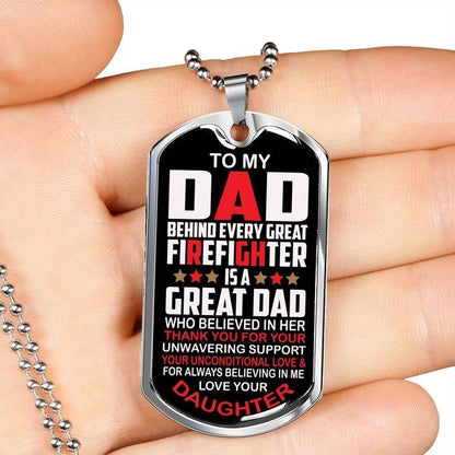 Dad Dog Tag Custom Picture Father’S Day Gift, Firefighter Dog Tag Military Chain Necklace, Gift For Dad From Daughter Dog Tag Father's Day Rakva