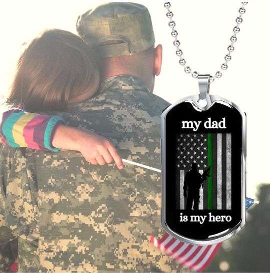 Dad Dog Tag Custom Picture Father’S Day, Gift For Dad Army Dog Tag Necklace Father's Day Rakva