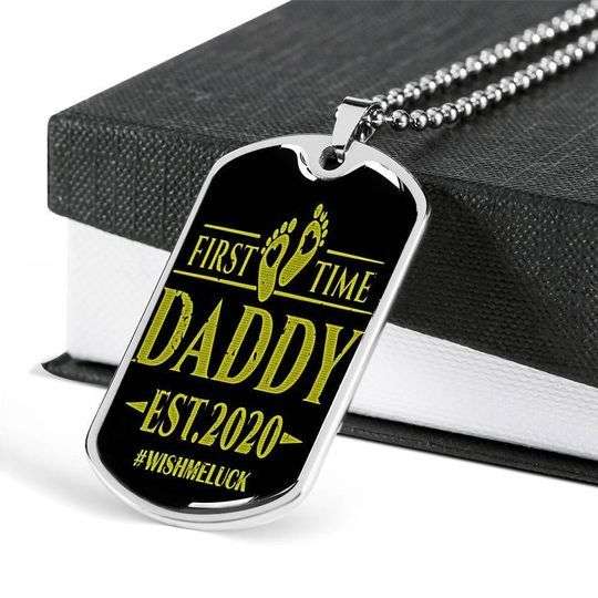 Dad Dog Tag Custom Picture Father’S Day, Gift For Dad First Time Daddy Dog Tag Necklace Gifts Father's Day Rakva