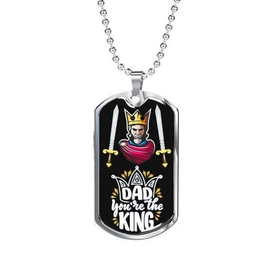 Dad Dog Tag Custom Picture Father’S Day, Gift For Daddy You’Re The King Dog Tag Necklace Father's Day Rakva