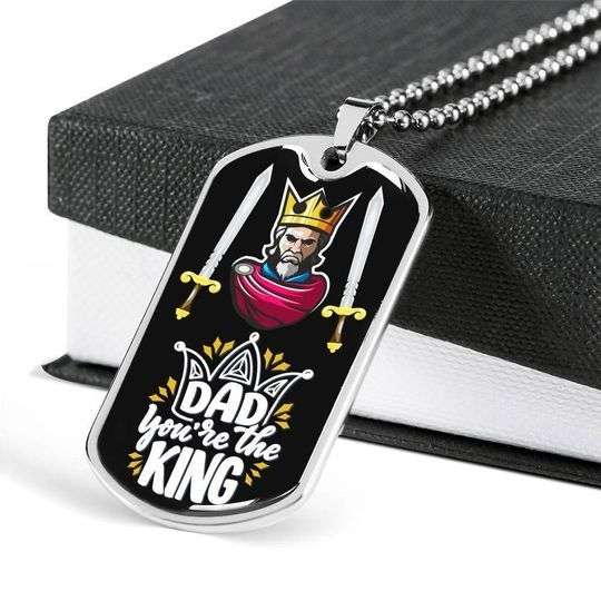 Dad Dog Tag Custom Picture Father’S Day, Gift For Daddy You’Re The King Dog Tag Necklace Father's Day Rakva