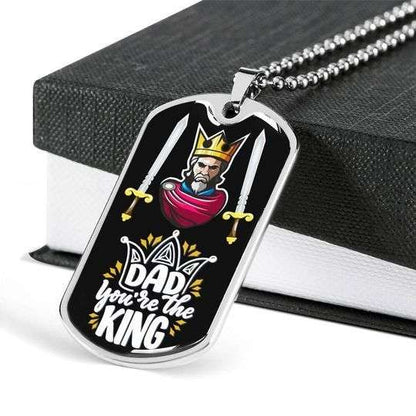 Dad Dog Tag Custom Picture Father’S Day, Gift For Daddy You’Re The King Dog Tag Necklace Father's Day Rakva