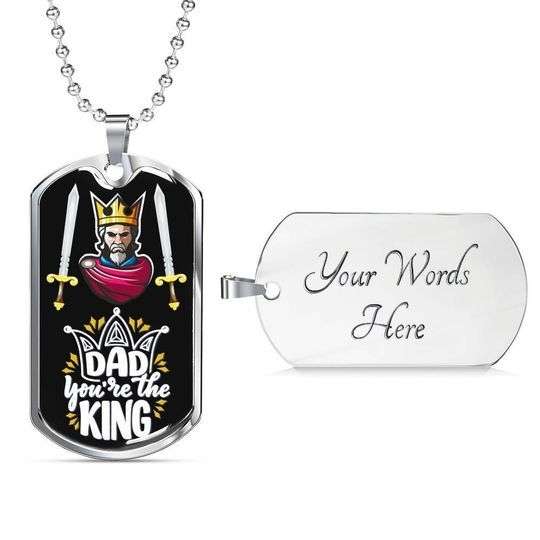 Dad Dog Tag Custom Picture Father’S Day, Gift For Daddy You’Re The King Dog Tag Necklace Father's Day Rakva