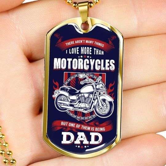 Dad Dog Tag Custom Picture Father’S Day, Gift For Motorcycles Dad I Love You To Dad Necklace Father's Day Rakva